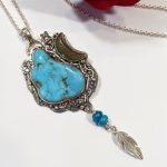 Colgante Turquesa y Obsidiana Dorada