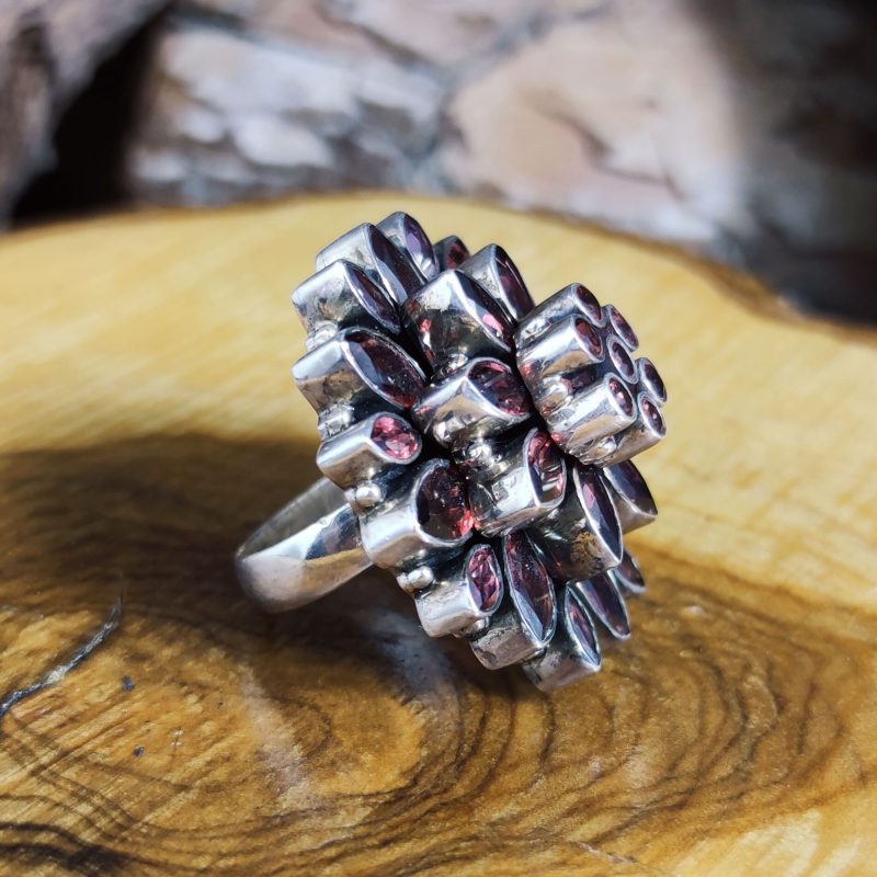 Anillo Granate Flor Anillo Granate Flor
