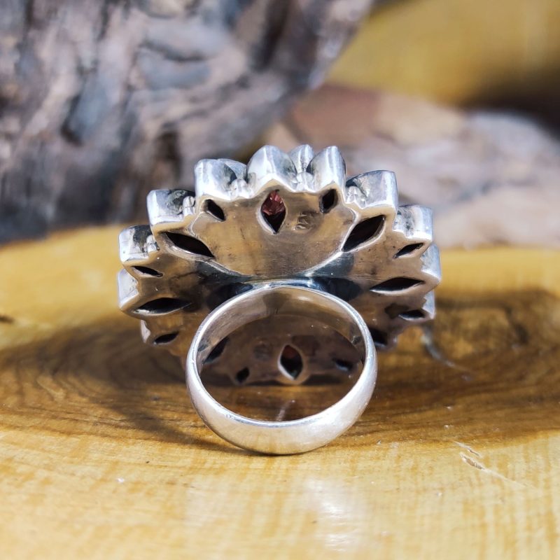 Anillo Granate Flor Anillo Granate Flor