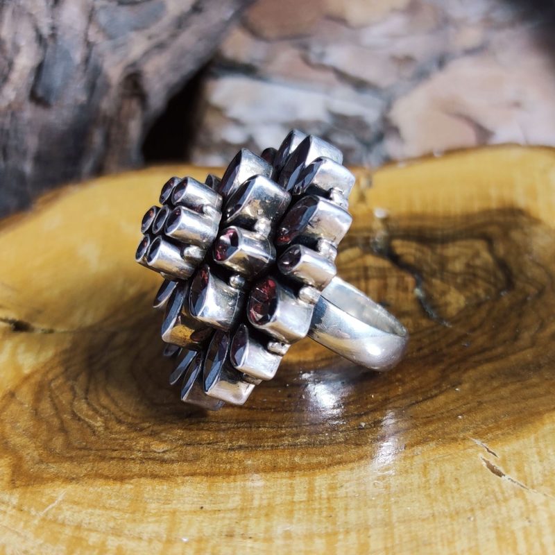 Anillo Granate Flor Anillo Granate Flor