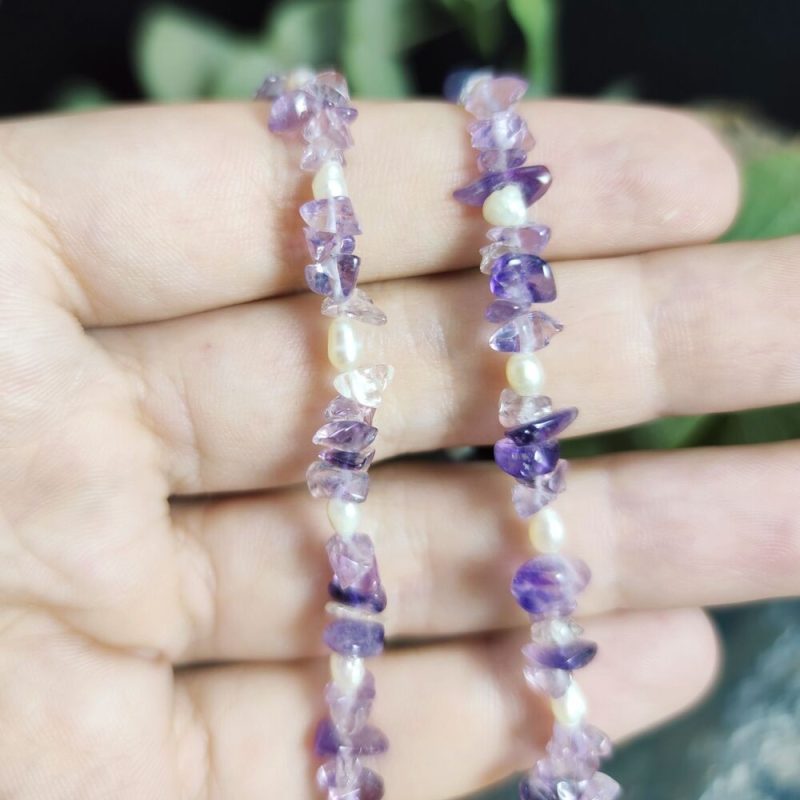 Collar Amatistas con Perlas