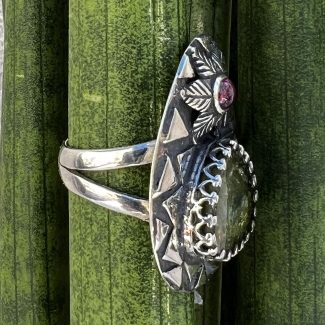 Anillo Turmalina Sandía Verde y Rubelita