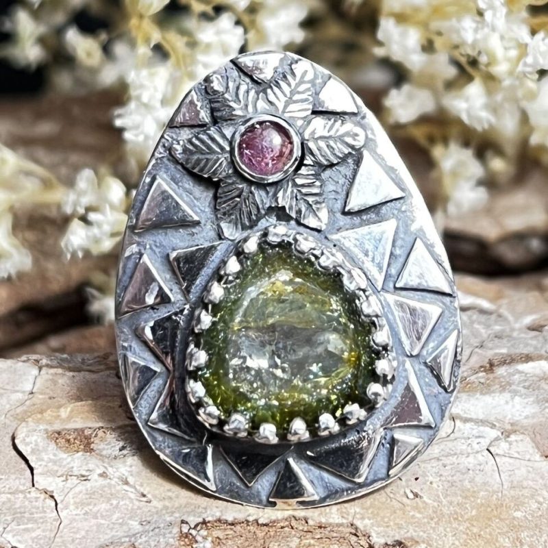 Anillo Turmalina Sandía Verde y Rubelita Anillo Turmalina Sandía Verde y Rubelita