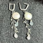 Pendientes Perlas, Aguamarina, Morganita y Pirita