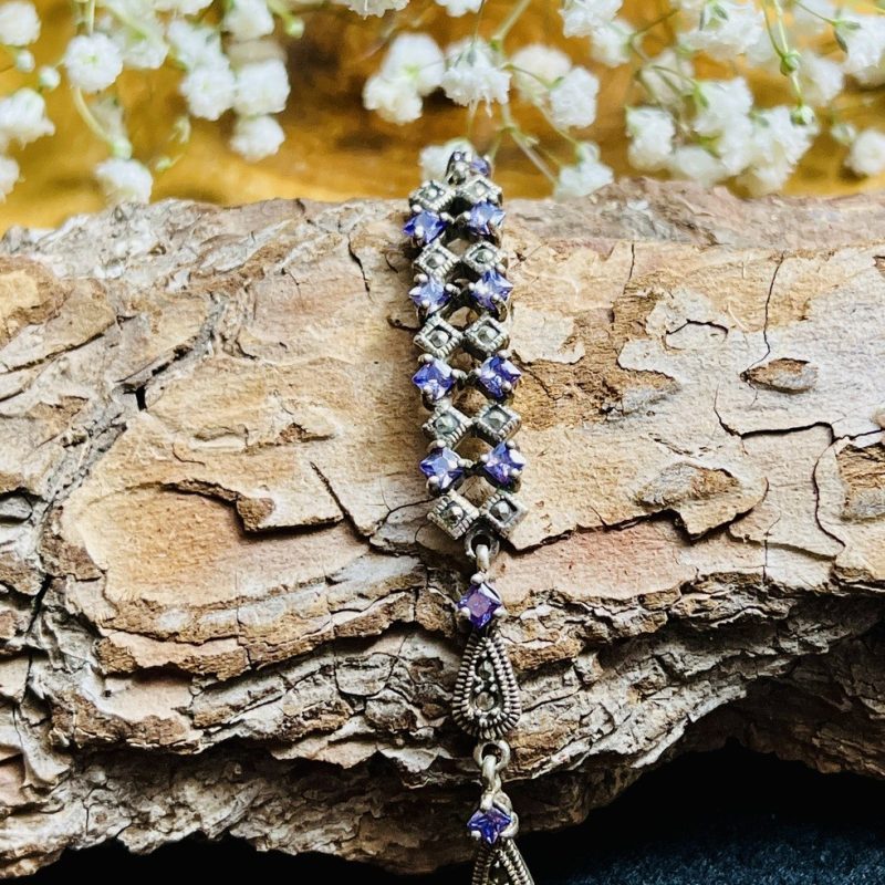 Pulsera Marquesitas y Circonita Lila