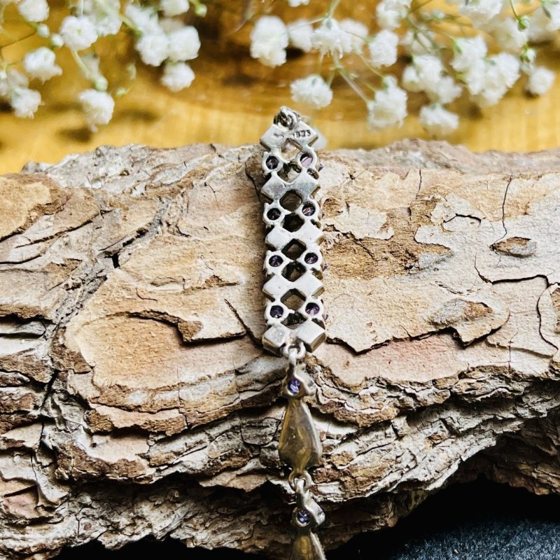 Pulsera Marquesitas y Circonita Lila