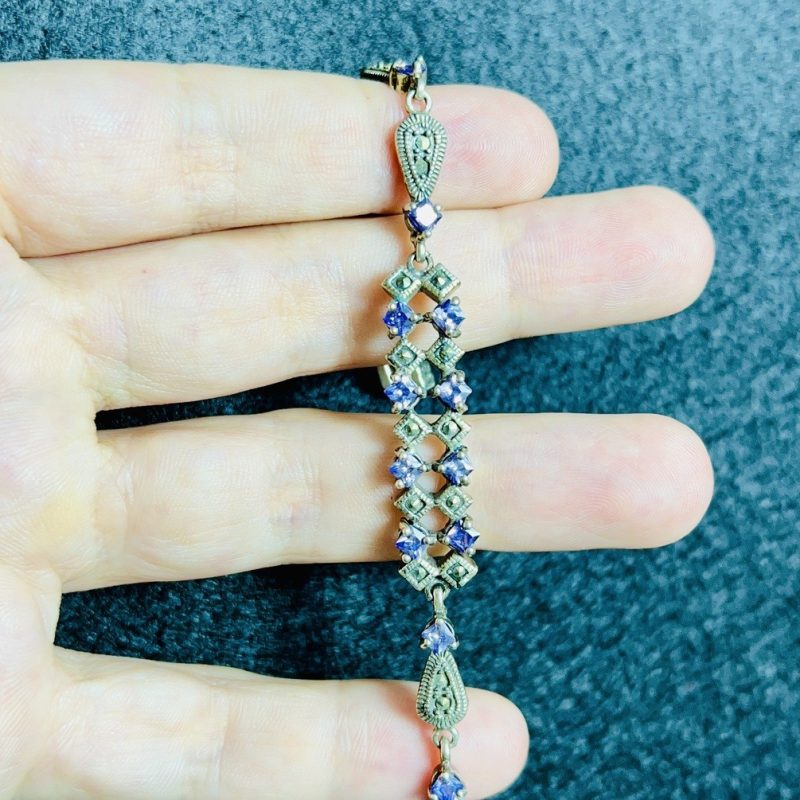 Pulsera Marquesitas y Circonita Lila