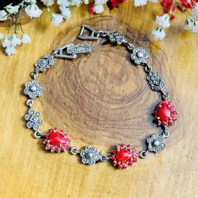 Pulsera Marquesitas y Coral Pulsera Marquesitas y Coral