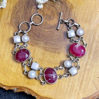 Pulsera Rubí y Perlas