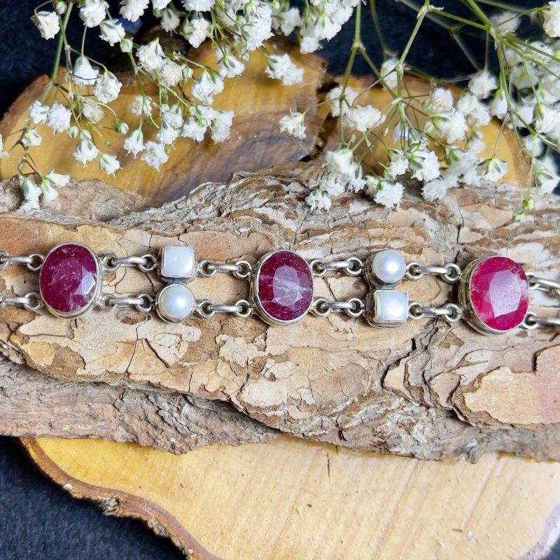 Pulsera Rubí y Perlas