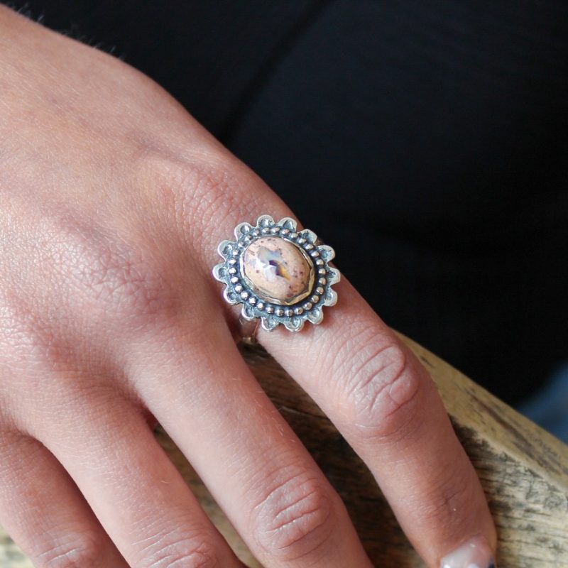 Anillo Ópalo Fuego Flor Anillo Ópalo Fuego Flor