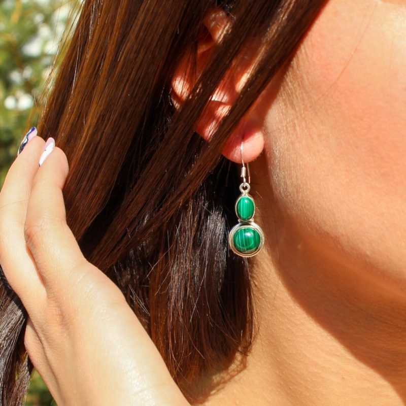 Pendientes Malaquita Doble
