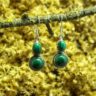 Pendientes Malaquita Doble