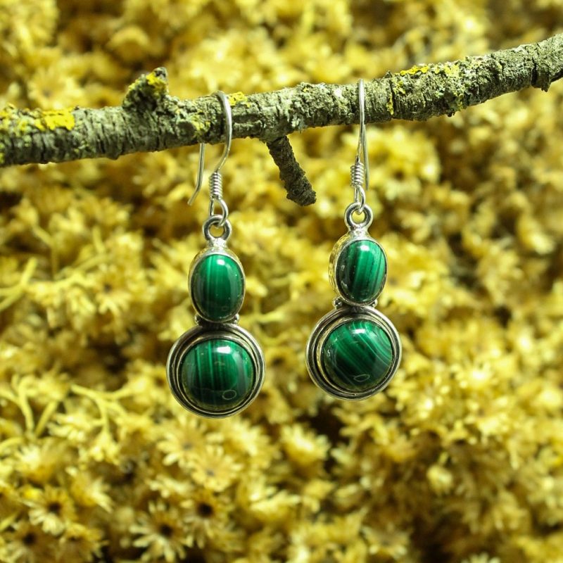 Pendientes Malaquita Doble