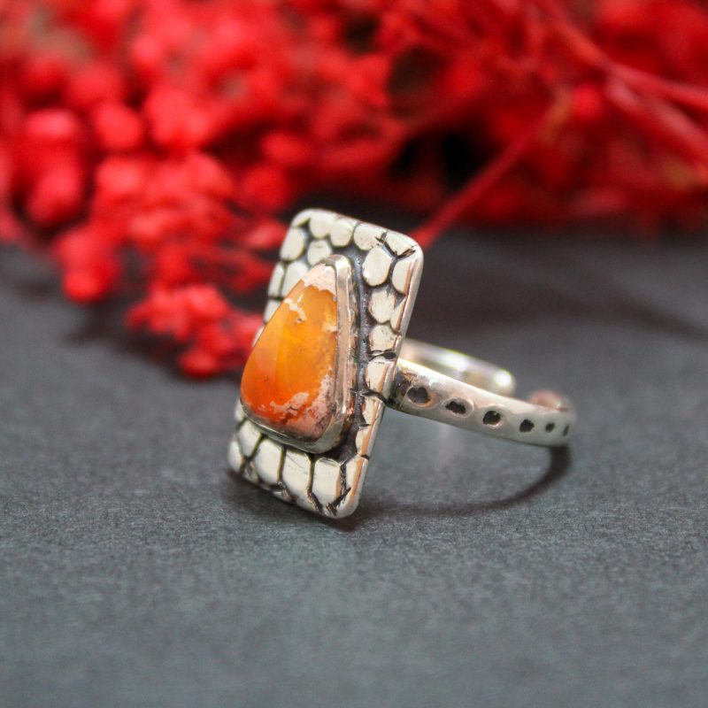 Anillo Ópalo Fuego Pétalos Anillo Ópalo Fuego Pétalos
