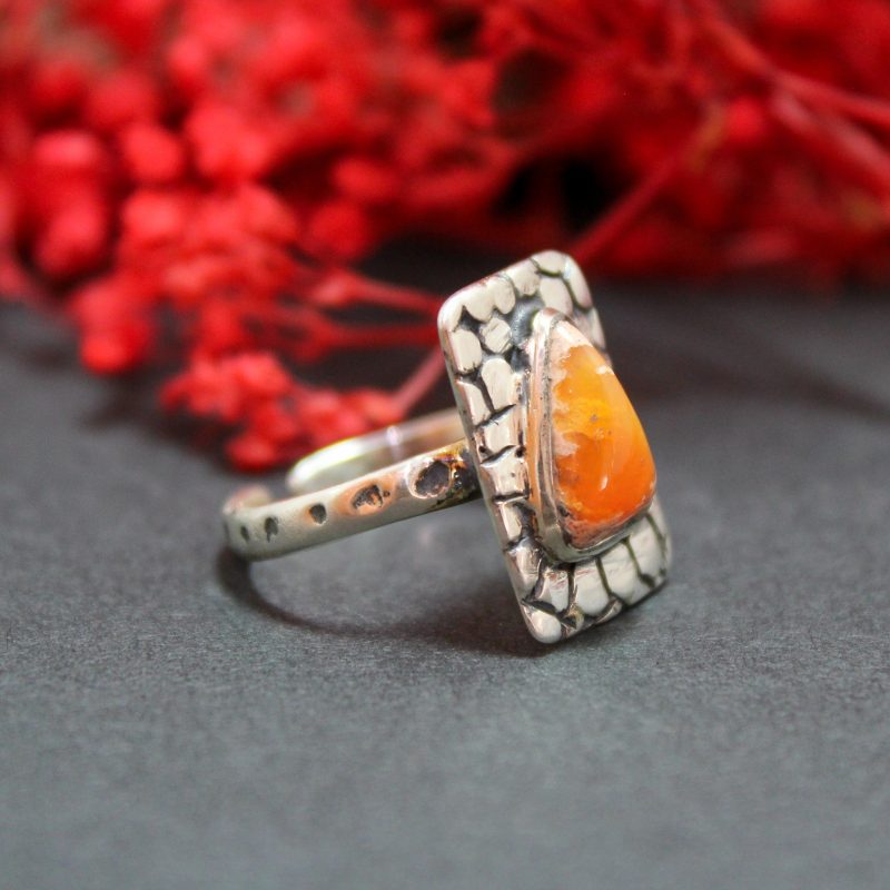 Anillo Ópalo Fuego Pétalos Anillo Ópalo Fuego Pétalos