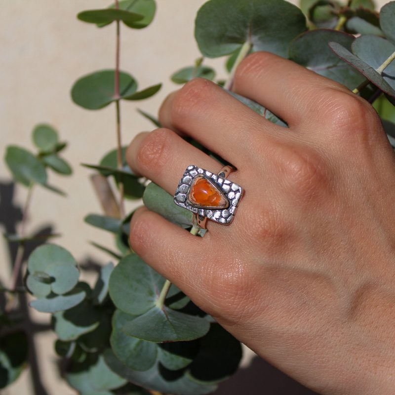 Anillo Ópalo Fuego Pétalos Anillo Ópalo Fuego Pétalos