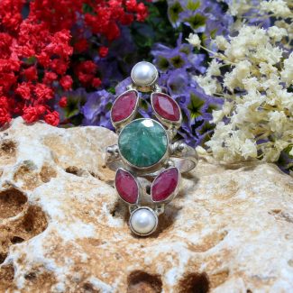 Anillo Rubí, Esmeralda y Perla
