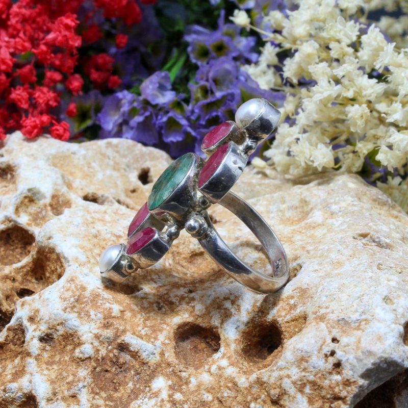 Anillo Rubí, Esmeralda y Perla Anillo Rubí, Esmeralda y Perla