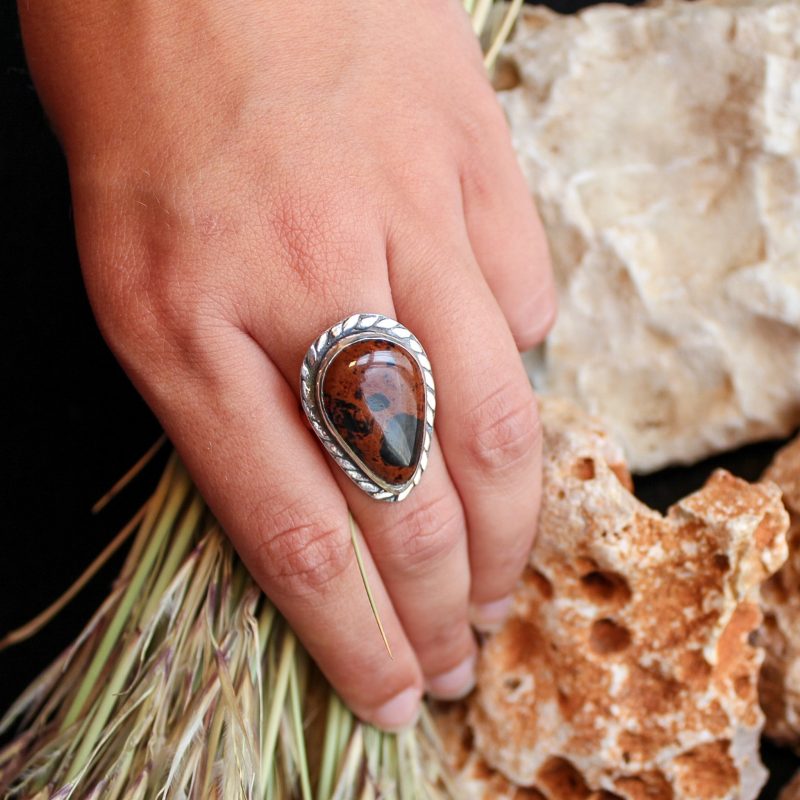 Anillo Obsidiana Caoba