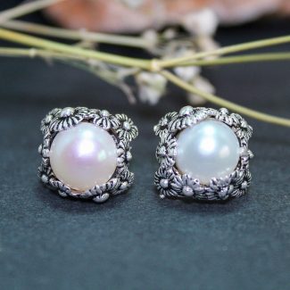 Pendientes Perlas Flores