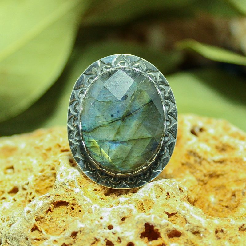 Anillo Labradorita Grabado