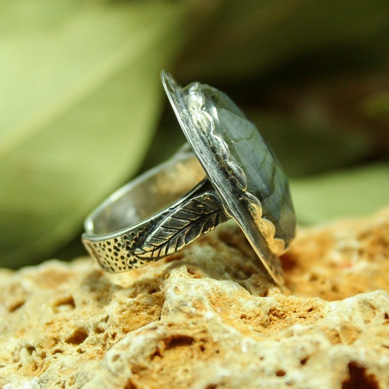 Anillo Labradorita Grabado
