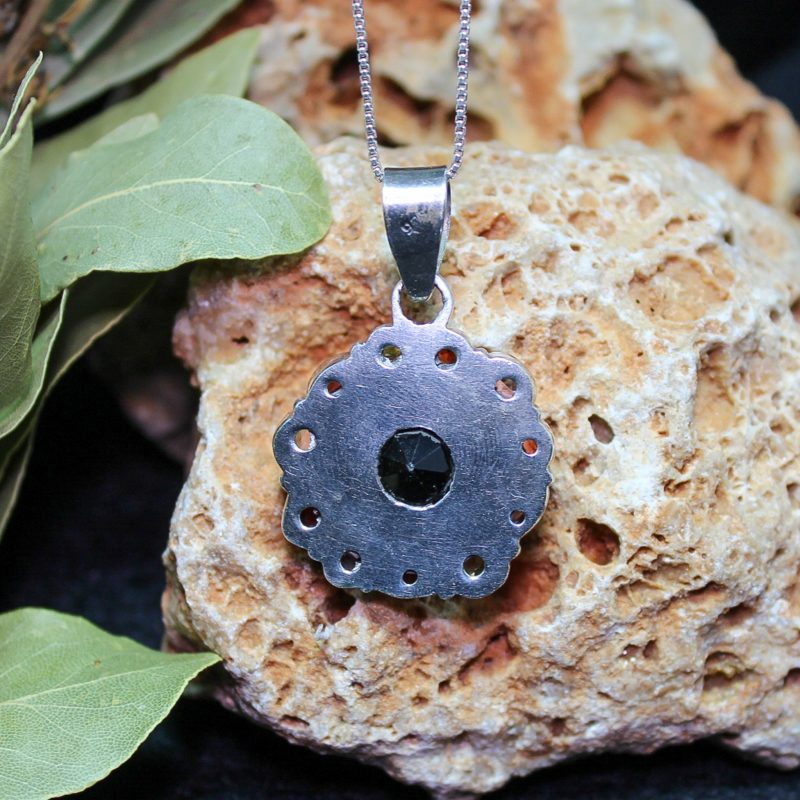 Colgante Cuarzo Ahumado con Amatista, Granate y Peridoto