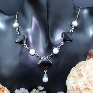Collar Cuarzo Ahumado y Perlas