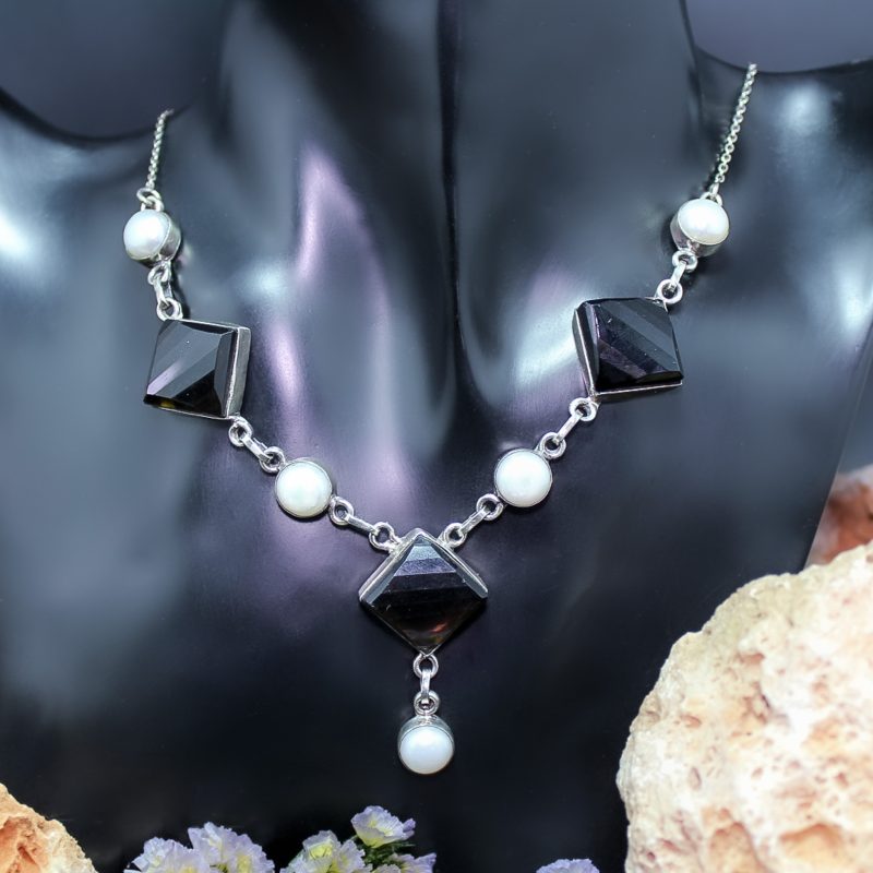 Collar Cuarzo Ahumado y Perlas