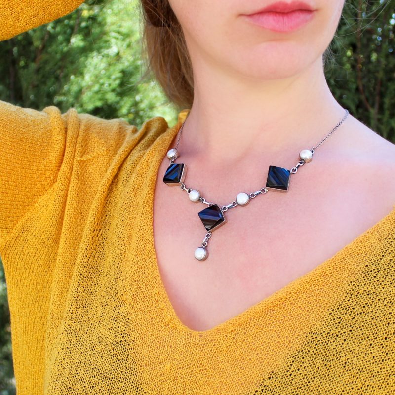 Collar Cuarzo Ahumado y Perlas