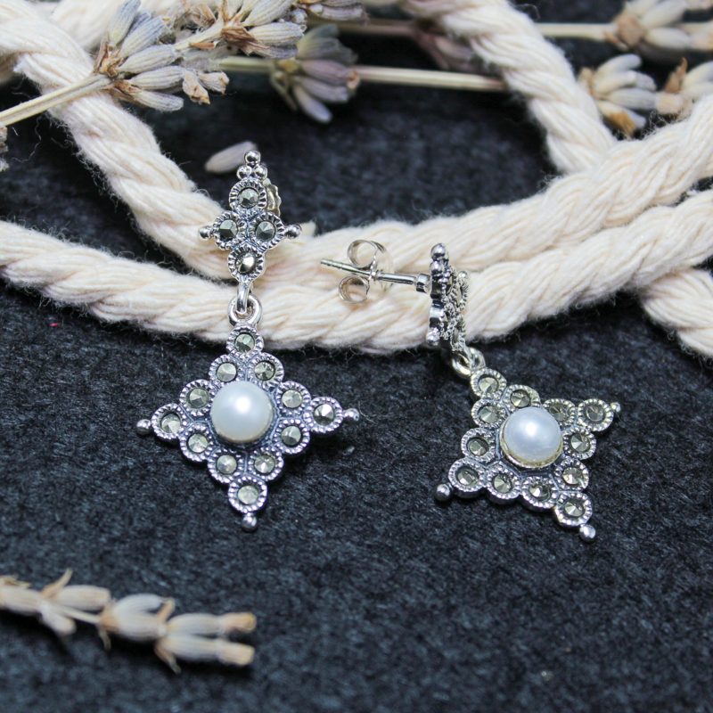 Pendientes Perlas con Marquesitas