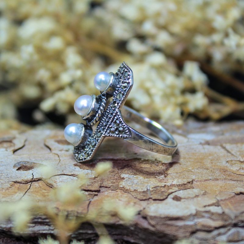 Anillo Perlas y Marquesitas