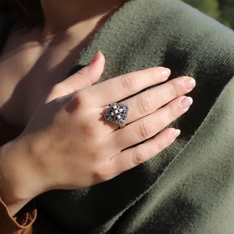 Anillo Perlas y Marquesitas