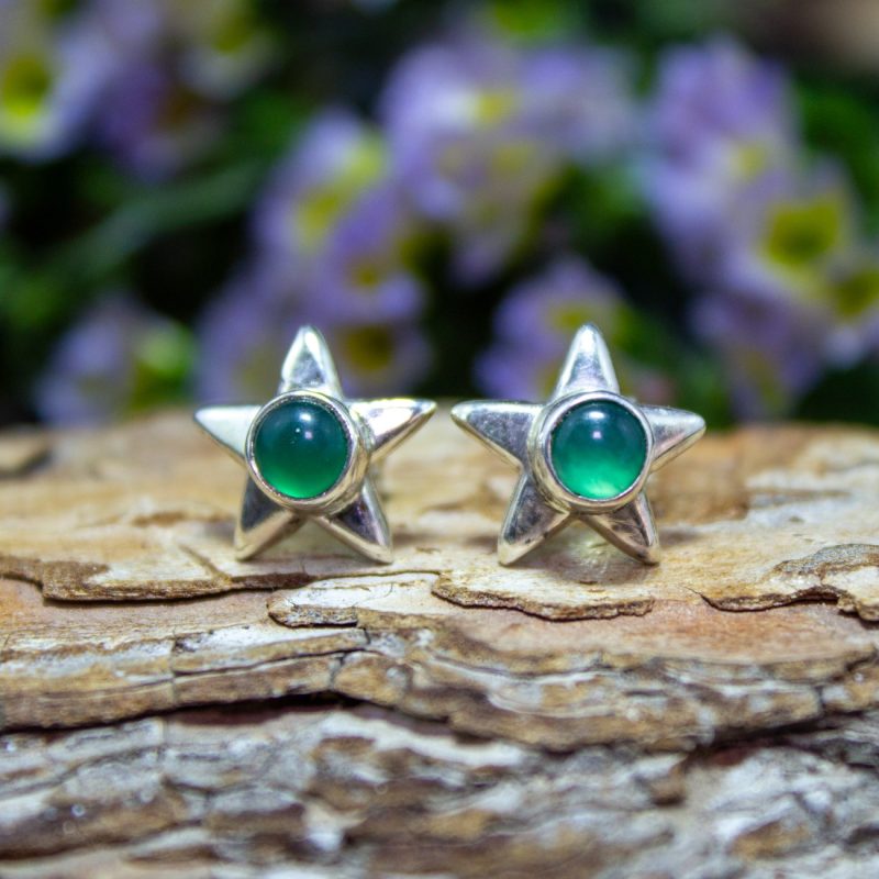 Pendientes Onix Verde Estrella