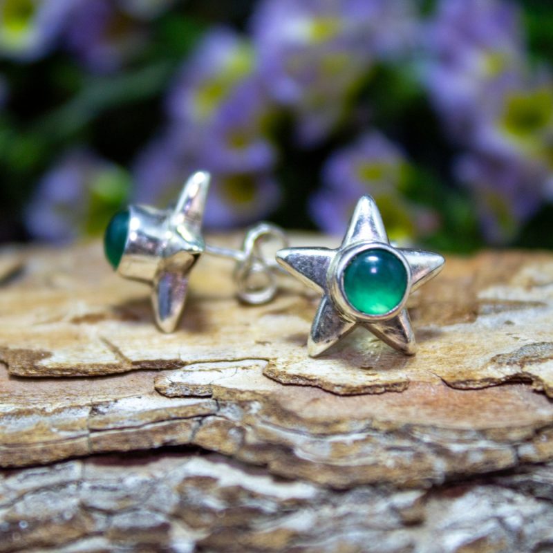 Pendientes Onix Verde Estrella