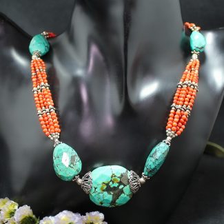 Collar Turquesas y Coral