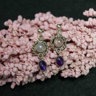 Pendientes Cuarzo Rosa y Amatista