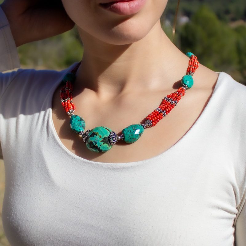Collar Turquesas y Coral Collar Turquesas y Coral