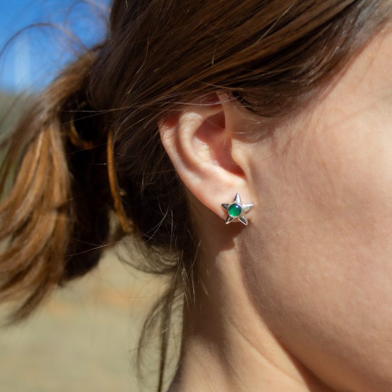 Pendientes Onix Verde Estrella