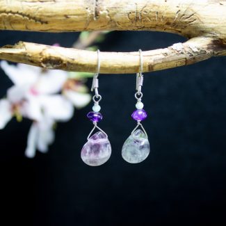 Pendientes Fluorita, Amatista y Amazonita