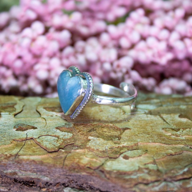 Anillo Aguamarina Corazón