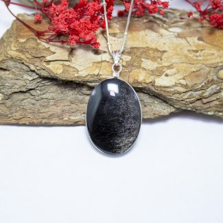 Colgante Obsidiana Plateada