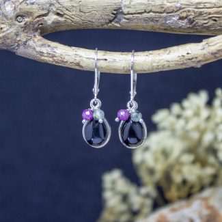 Pendientes Ónix con Rubí y Prehnita