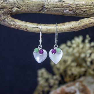Pendientes Nácar con Rubí y Esmeralda