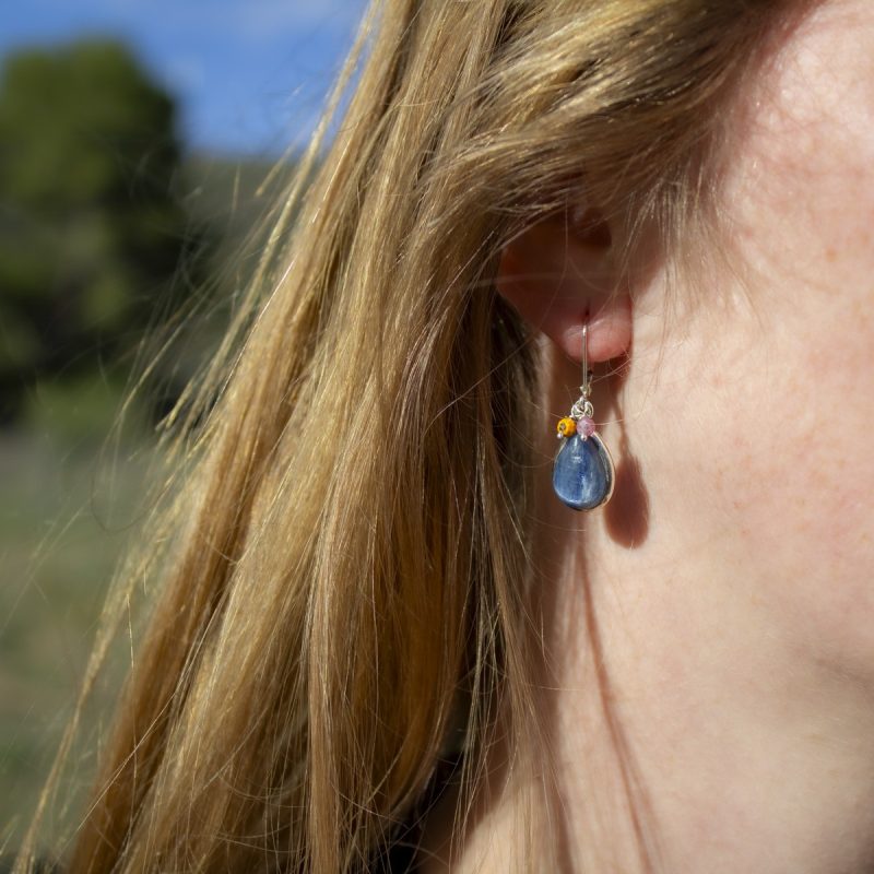 Pendientes Cianita con Rubelita y Jaspe Abejorro Pendientes Cianita con Rubelita y Jaspe Abejorro