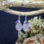 Pendientes Cuarzo Rosa con Rubí y Amazonita