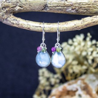 Pendientes Larimar con Turmalina Multicolor