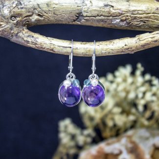 Pendientes Amatista con Fluorita y Perla