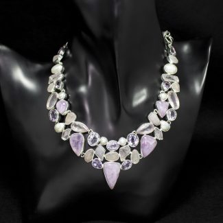 Collar Minerales Kunzita, Perla y Amatista